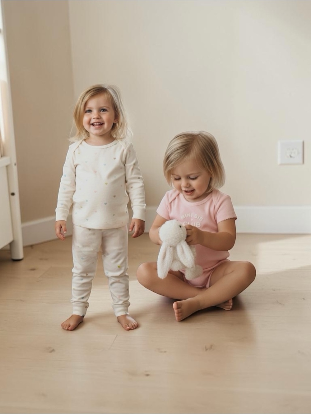 Carter's Pink ‘Mini Sis Club’  Bodysuit with Cream Heart Print Top and Pants